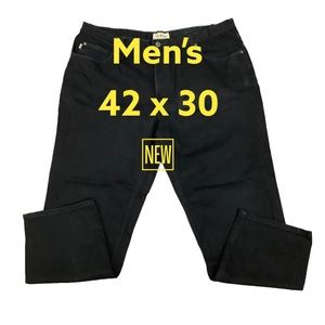 Men's L.L. Bean 42 x 30 Pants Black Relaxed Straight Classic Fit Cotton Denim